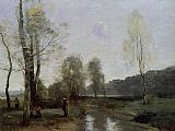 Jean-Baptiste-Camille Corot Canal in Picardi painting